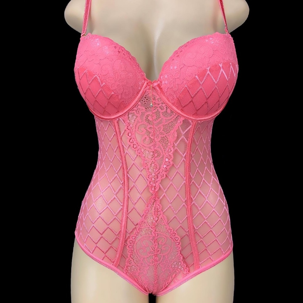 NEW Lingerie One-piece Bodysuit / Teddy Coral-Pink Color